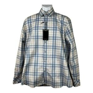 NWT Zagiri Men Casual Shirt Blue Plaid Size XL